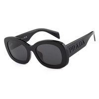 PRADA Plate Frame Rectangular Sunglasses Unisex Black