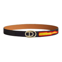 HERMES Calfskin Leather Belts Women's Black Brown Width 3.2CM