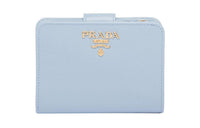 PRADA Leather Wallet Women's Light Blue