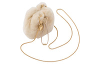 PRADA Shearling One Shoulder Crossbody Clutches Mini Women's Light Brown