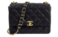 CHANEL Cow Leather Crossbody Bag Shoulder Bag Women's Black