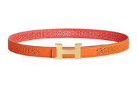 HERMES Leather Belts Women's Orange/Jaipur Pink