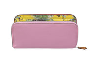 HERMES Silk'In Epsom Calfskin Wallet Regular Women's Brocade Purple/Naples Yellow