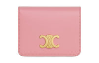 CELINE Triomphe Arc De Triomphe Cow Leather Wallet Women's Rose