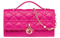 DIOR Lambskin Shoulder Bag Crossbody Bag Handbag Women's Rose Red