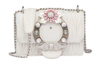 MIU MIU Lambskin Shoulder Bag Crossbody Bag Women's White