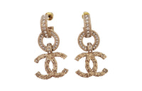 CHANEL Alloy Rhinestone Earrings Women's Gold