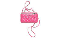 CHANEL Lambskin Handheld Shoulder Bag Crossbody Bag Handbag Regular Women's Peach Pink