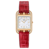 HERMES Wrist Watch Quartz Movement Crocodile Leather Strap 23*31mm White Dial Women's Watch