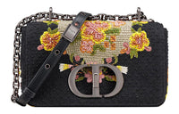 DIOR Caro Leather Shoulder Bag Crossbody Bag Small Size Women's Black