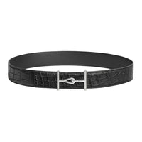 HERMES Stainless Steel Leather Belts Unisex Black 3.8cm