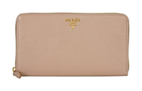 PRADA Cross-Stitch Leather Clutches Wallets Women's Dusty Pink