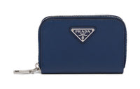 PRADA Saffiano Cow Leather Coin Purses Wallets Men's Marine Blue