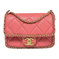 CHANEL Leather Shoulder Bag Crossbody Bag Women's Pink
