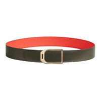 HERMES Brass Leather Belts Men's Red Green Width: 3.8CM