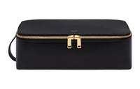 CELINE Shiny Cow Leather Handbag Toiletry Bag Large Size Women's Black