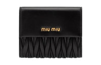 MIU MIU Matelassé Leather Wallet Small Size Women's Black