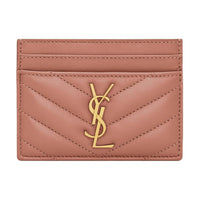 SAINT LAURENT CASSANDRE Calfskin Card Holder Women's Light Pink