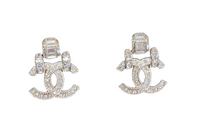 CHANEL Alloy Stud Earrings Unisex Silver
