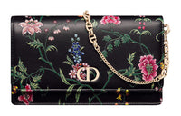 DIOR Caro Cow Leather One Shoulder Crossbody Clutches Women's Black