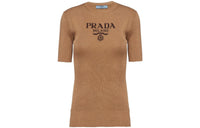 PRADA Logo intarsia Silk Top
