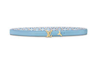 LOUIS VUITTON Endpiece With Metal Smooth Mouth Leather Belts Women's Blue Width: 2CM