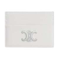CELINE Triomphe Cow Leather Card Holder Women's White