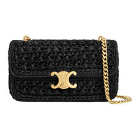 CELINE Raffia Crossbody Bag Shoulder Bag Women's Black