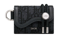 DIOR Saddle Leather With Fabric Saddle Bag Crossbody Bag Shoulder Bag Clip-on Bag Men's Black