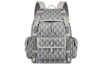 DIOR Smooth Cow Leather Canvas Backpack Tubas Men's Gray