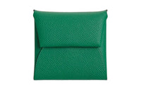 HERMES Bastia Epsom Calfskin Wallet Women's Iridescent Green With Milton Yellow