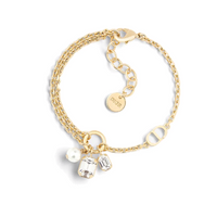 DIOR Metal Resin Pearl Crystal Bracelets Women's Gold