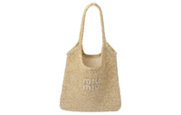 MIU MIU Sequined Mesh Tote Bag, Shopping Bag, Handbag Women's Platinum