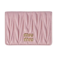 MIU MIU Matelassé Lambskin Card Holder Women's Pink