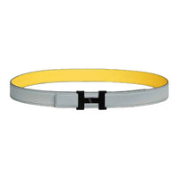 HERMES Calfskin Leather Belts Women's Gray Width 2.4CM