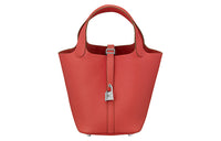 HERMES Picotin Lock Clemence Bullock Leather Basket Bag Handbag Bucket Bag Women's Rose