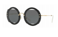 MIU MIU Metal Round Sunglasses Women's Black