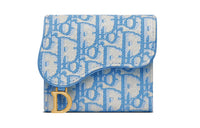 DIOR Jacquard Canvas Coin Purses Card Holders Women's Cornflower Blue