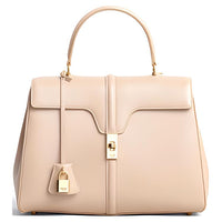 CELINE 16 Satin Cow Leather Portable Crossbody Bag, Shoulder Bag Medium Size Women's Nude