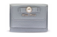 MIU MIU Grained Leather Wallet Women's Light Blue