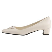 PRADA Saffiano Chunky Heel High Heels 3.5cm Women's Ivory White