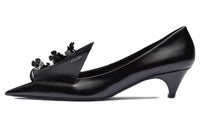 PRADA 45mm Floral-appliqué Leather Pumps