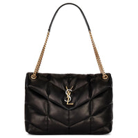 SAINT LAURENT Leather Crossbody Bag Shoulder Bag Medium Size Women's Black