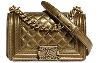 CHANEL Calfskin Shoulder Bag Women's Gold