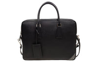 PRADA Saffiano Leather Portable One Shoulder Crossbody Briefcase Men's Black
