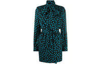 SAINT LAURENT FW21 Long Sleeved Dress Women's Blue