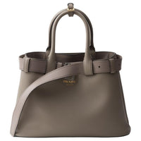 PRADA Leather Shoulder Bag Crossbody Bag Handbag Medium Size Women's Clay Gray