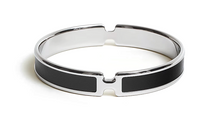 HERMES Calfskin Palladium-Plated Metal Bangles Women's Silver