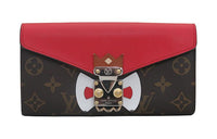 LOUIS VUITTON Canvas With Calfskin Long Wallet Regular Women's Red/Brown