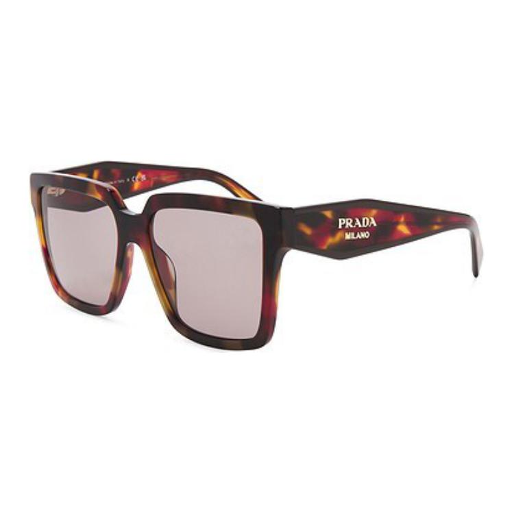 PRADA Acetate Square Sunglasses Unisex Red Brown